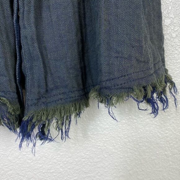 Free People Pacific Dawn Dark Grey Distressed Fitted Waist Scrunched Sleeve Top - Picture 3 of 8